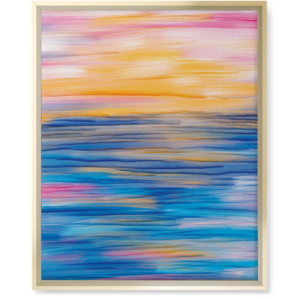 Abstract Sunset Over Water - Multi Wall Art, Gold, Single piece, Canvas, 16x20, Multicolor