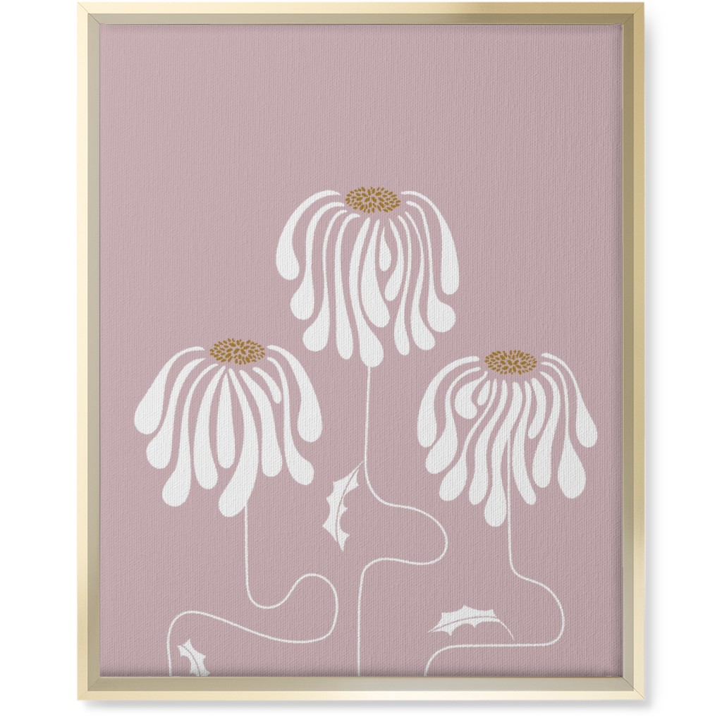Mod Lazy Daisies Wall Art, Gold, Single piece, Canvas, 16x20, Pink