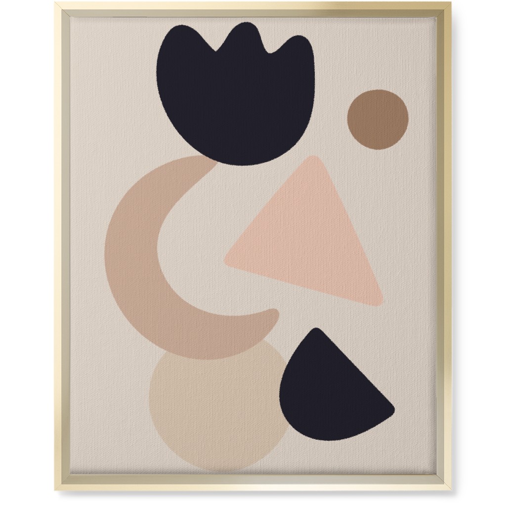 Abstract Shape Collage - Neutral Wall Art, Gold, Single piece, Canvas, 16x20, Beige, Pearl