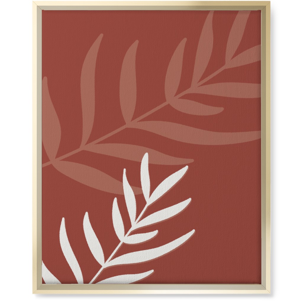 Fern Leaves in Neutral Earth Tones Wall Art, Gold, Single piece, Canvas, 16x20, Red, Cinnamon