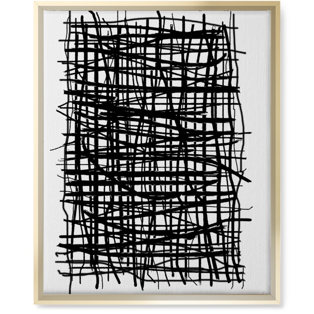 Woven Abstraction - Black on White Wall Art, Gold, Single piece, Canvas, 16x20, Black, Black