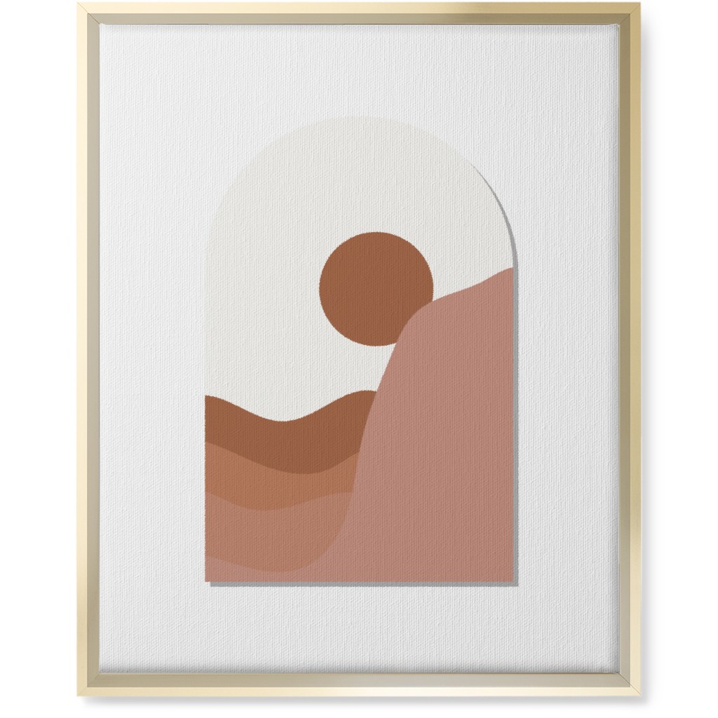 Abstract Desert Landscape in Window Daylight Wall Art, Gold, Single piece, Canvas, 16x20, Pink, White