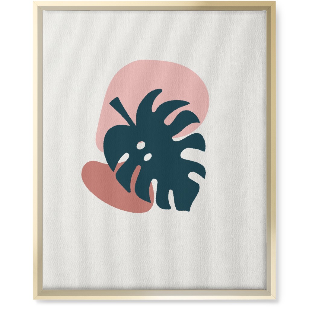 Shapes and Fern Leaf Ii Wall Art, Gold, Single piece, Canvas, 16x20, Pink, Whisper