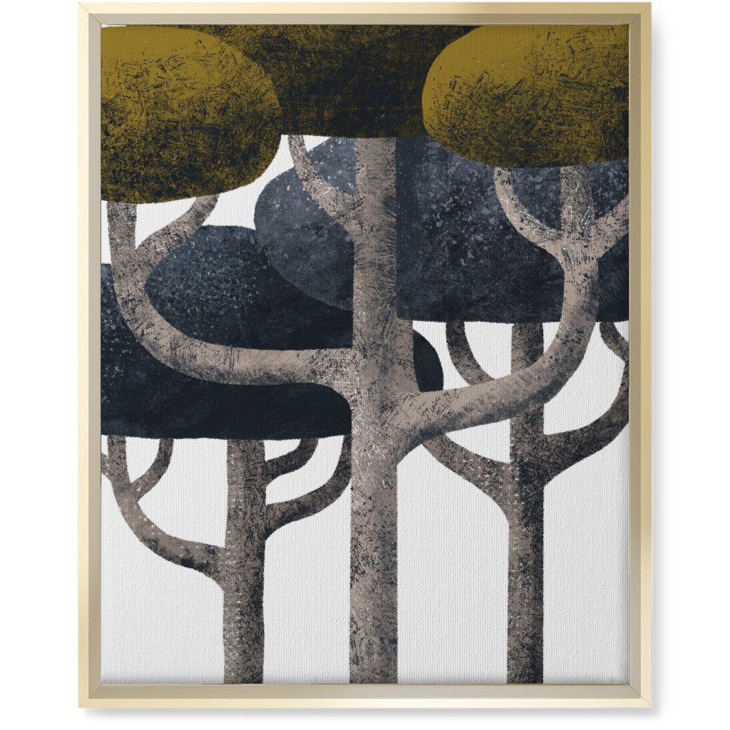 Tree Stand - Green and Black Wall Art, Gold, Single piece, Canvas, 16x20, Multicolor