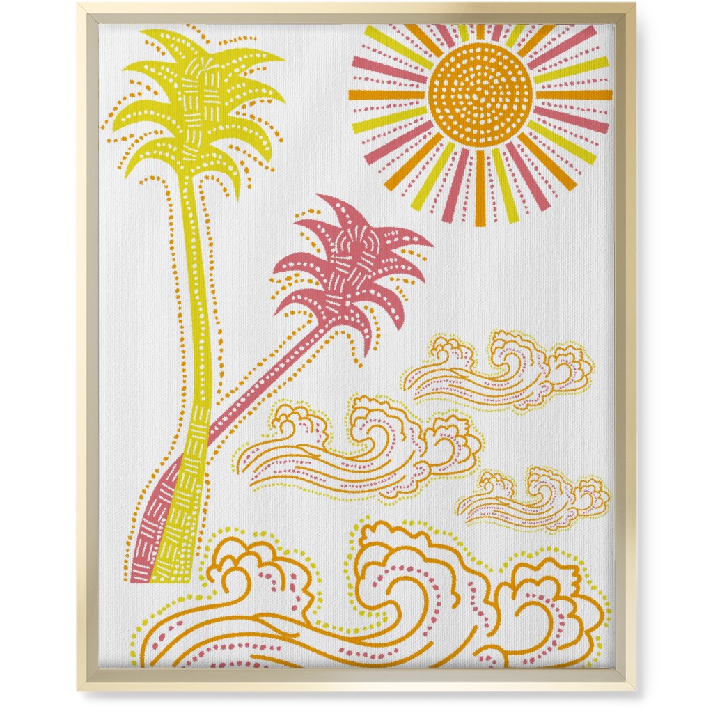 Optimistic Sunny Tropical Summer Art Wall Art, Gold, Single piece, Canvas, 16x20, Multicolor