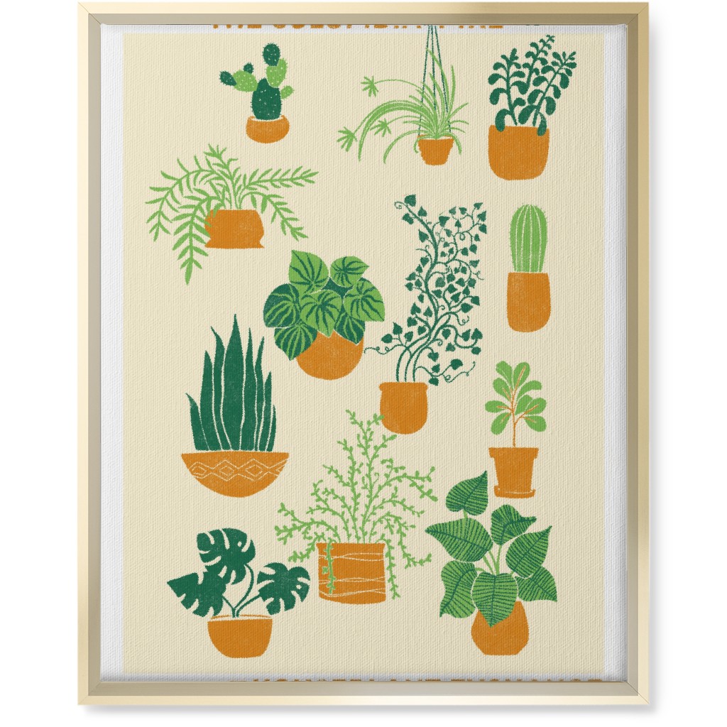 Houseplant Exchange - Green and Cream Wall Art, Gold, Single piece, Canvas, 16x20, Green