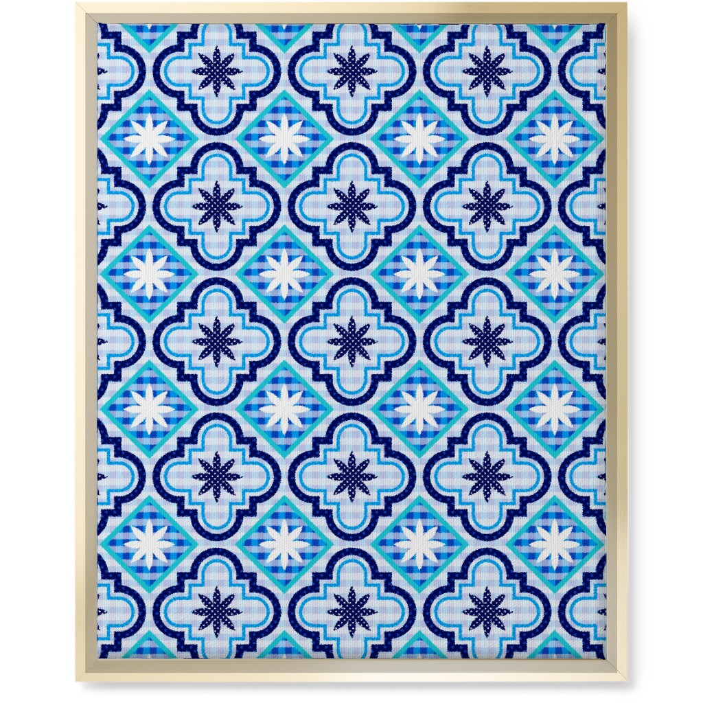 Tile Patchwork - Blue Wall Art, Gold, Single piece, Canvas, 16x20, Blue, True Blue