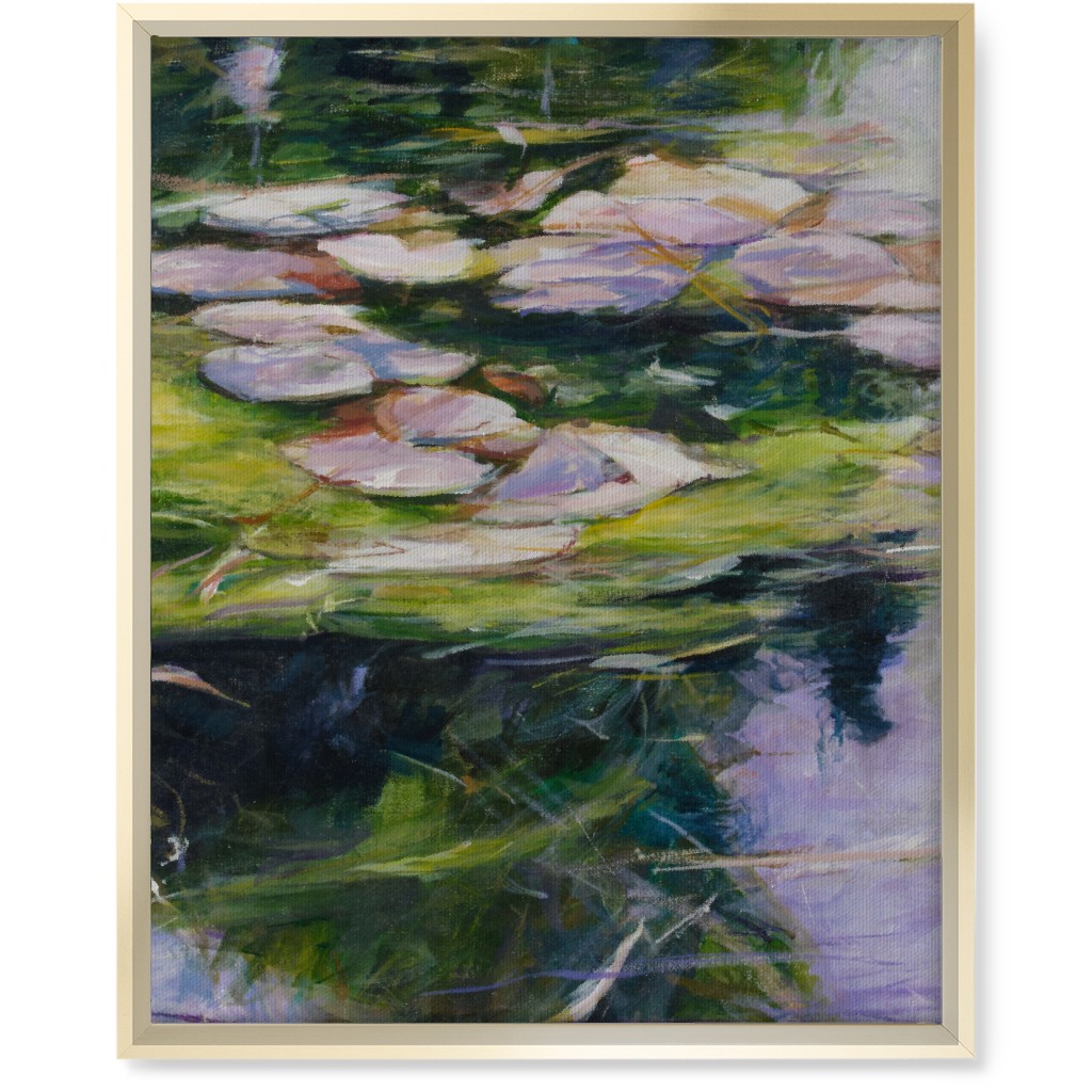Waterlilies Painting Wall Art, Gold, Single piece, Canvas, 16x20, Green, Classic Green