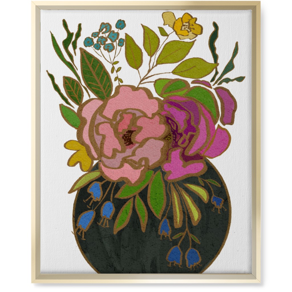 Stained Glass Garden Wall Art, Gold, Single piece, Canvas, 16x20, Multicolor, White