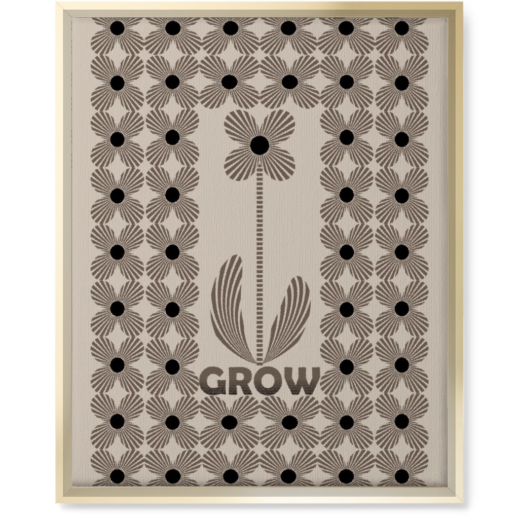 Grow Modern Flower - Beige and Black Wall Art, Gold, Single piece, Canvas, 16x20, Beige