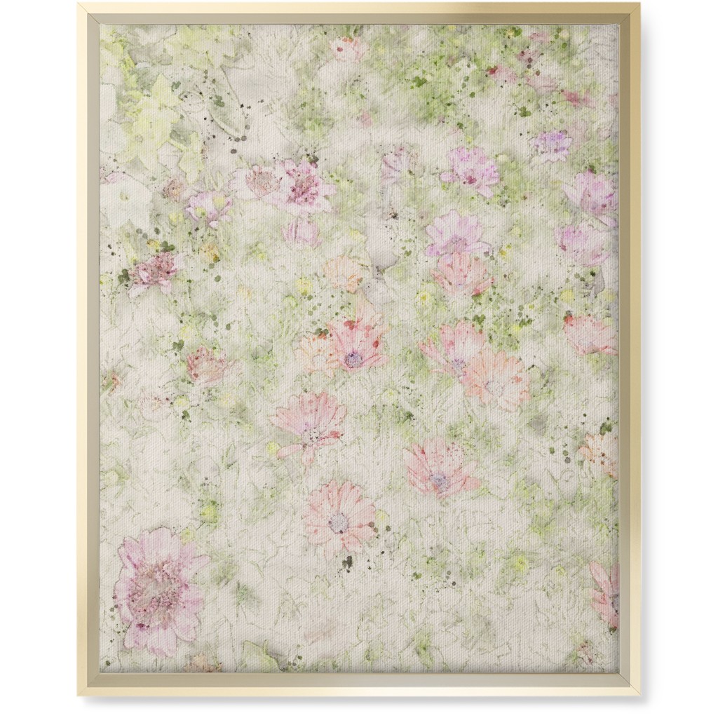 Watercolor Floral - Beige and Pink Wall Art, Gold, Single piece, Canvas, 16x20, Beige