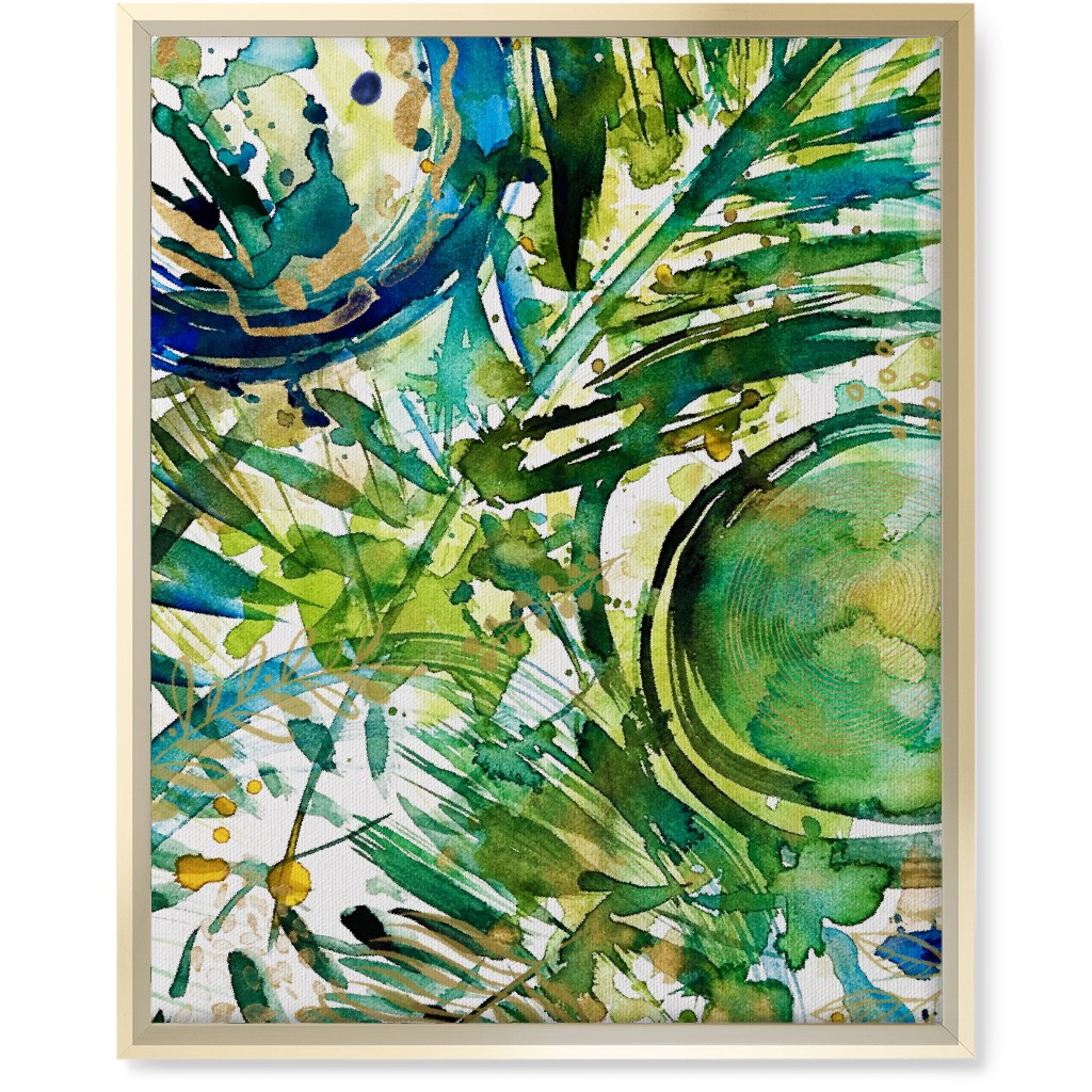 Paradise - Green and Blue Wall Art, Gold, Single piece, Canvas, 16x20, Green, Classic Green