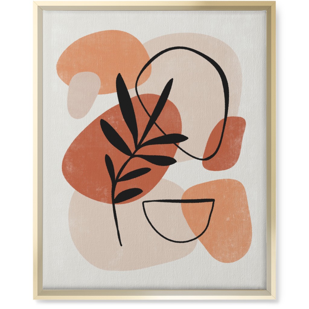 Abstract Frond - Terracotta and Ivory Wall Art, Gold, Single piece, Canvas, 16x20, Beige, Pearl