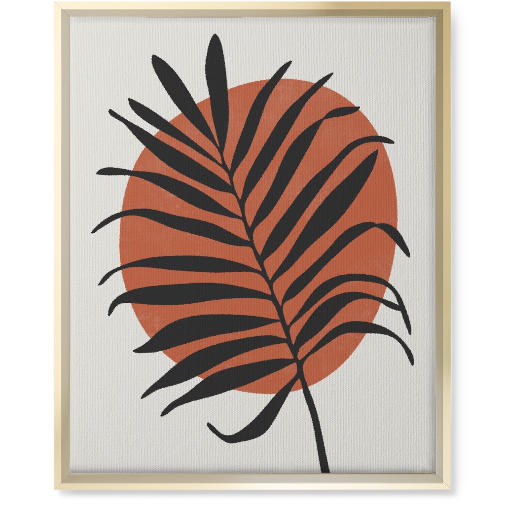 Abstract Leaf Frond - Terracotta and Ivory Wall Art, Gold, Single piece, Canvas, 16x20, Brown, Brown