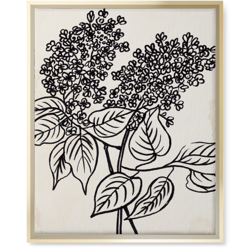 Vintage Lilac Sketch - Beige and Black Wall Art, Gold, Single piece, Canvas, 16x20, Beige, Pearl