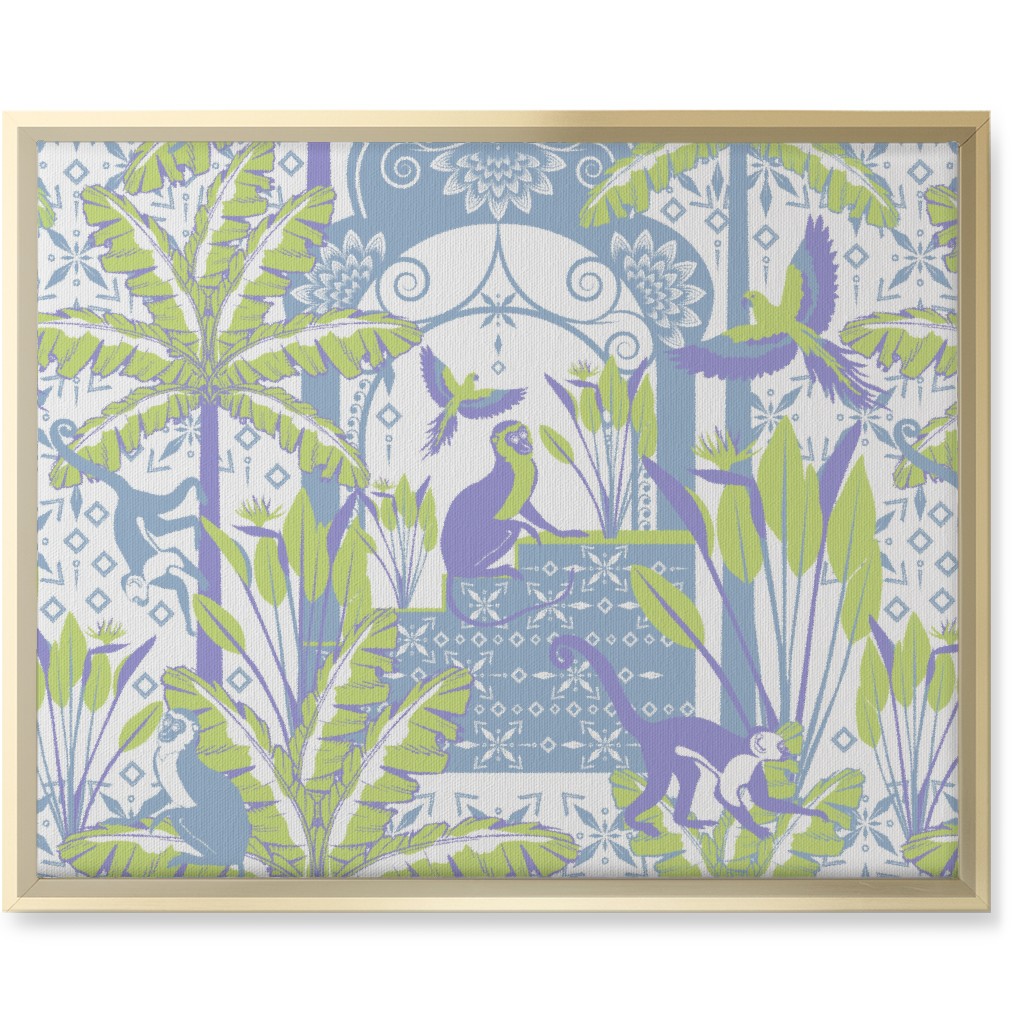 Exotic Tropical Garden Wall Art, Gold, Single piece, Canvas, 16x20, Green, Sage