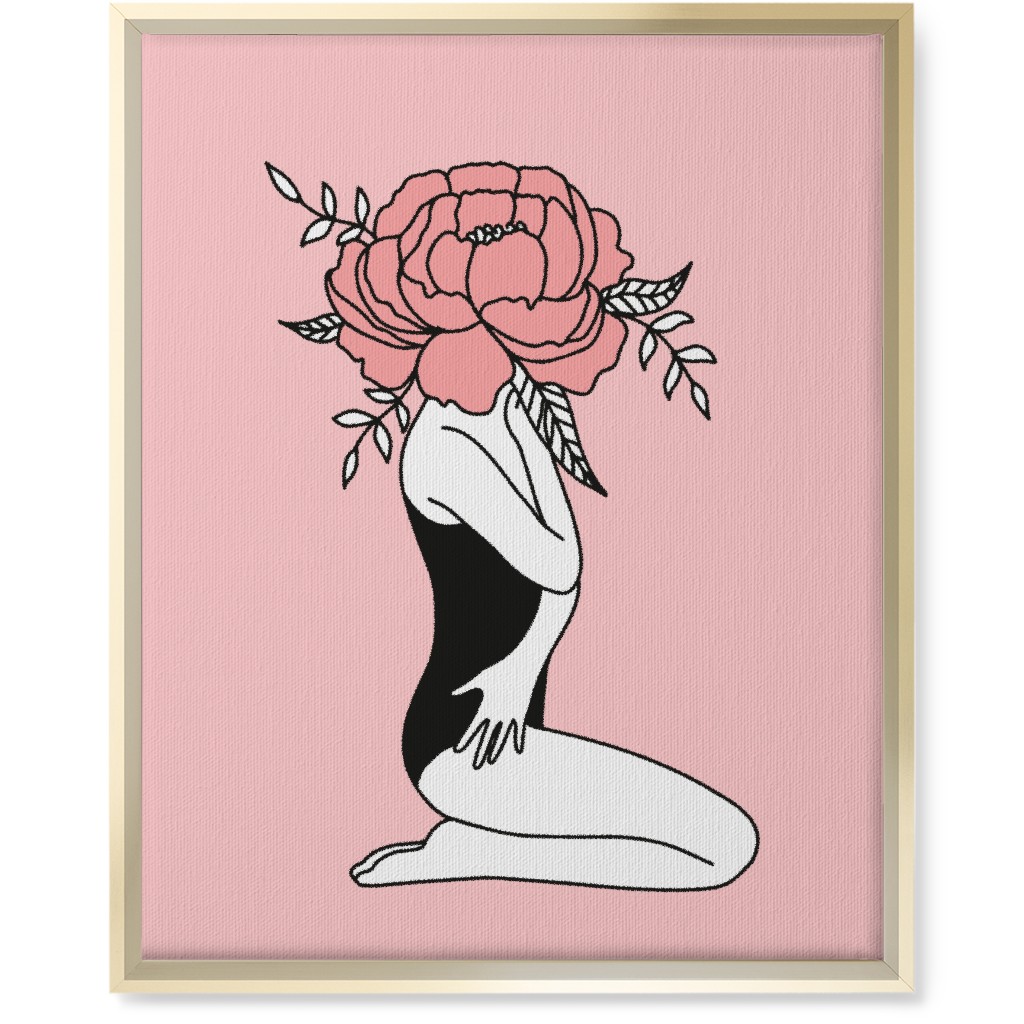 Modern Feminine Abstract - Pink Wall Art, Gold, Single piece, Canvas, 16x20, Pink, Bright Pink