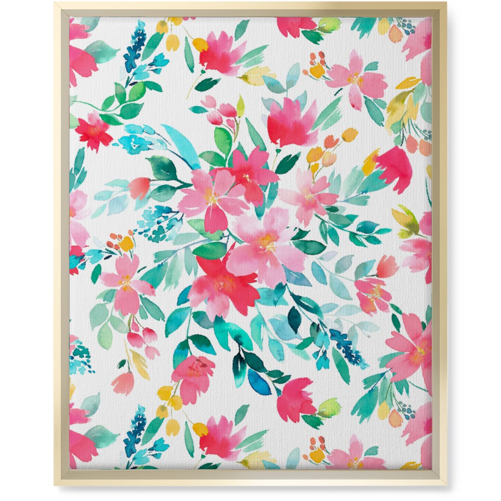 Summer Fresh Flowers - Multi Wall Art, Gold, Single piece, Canvas, 16x20, Pink