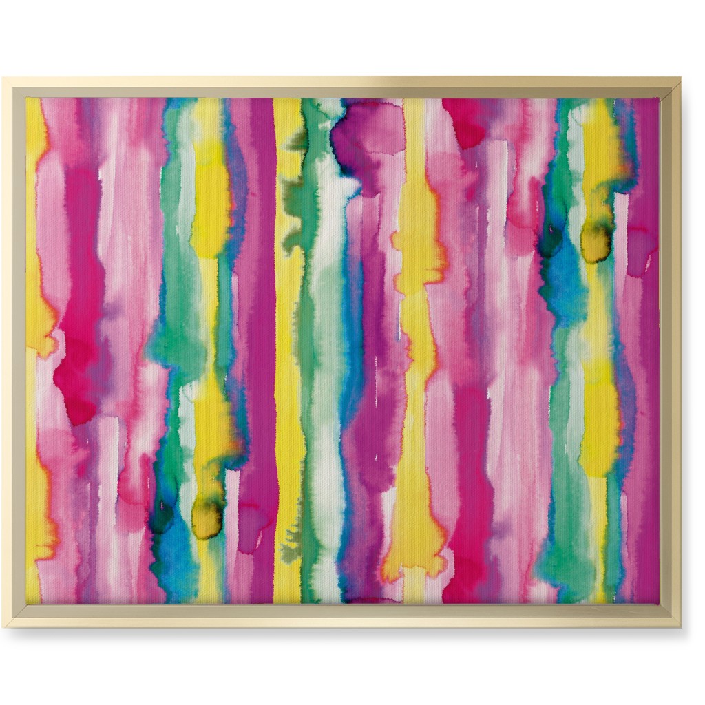 Watercolor Gradient Stripes - Multi Wall Art, Gold, Single piece, Canvas, 16x20, Multicolor