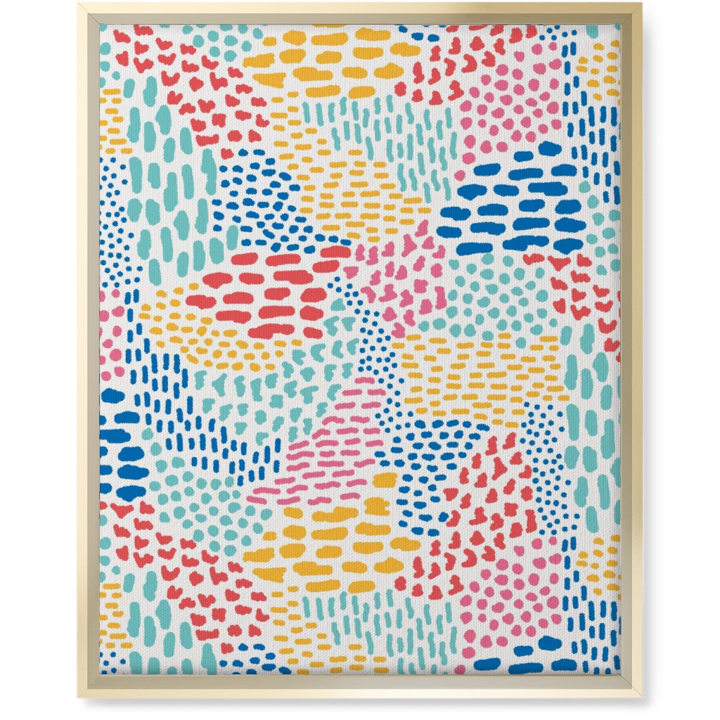 Abstract Colorful Dots and Dashes - Multi Wall Art, Gold, Single piece, Canvas, 16x20, Multicolor