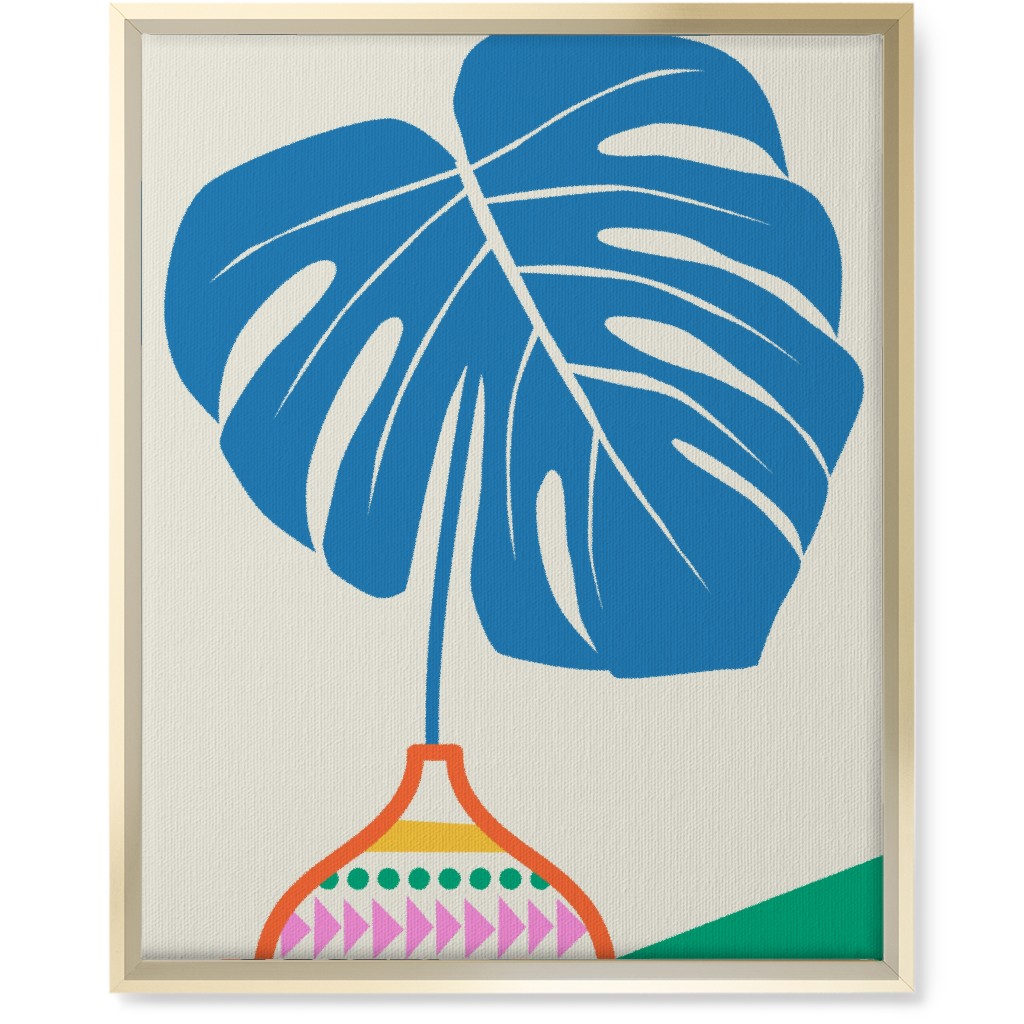 Monstera Leaf in Vase - Multi Wall Art, Gold, Single piece, Canvas, 16x20, Multicolor