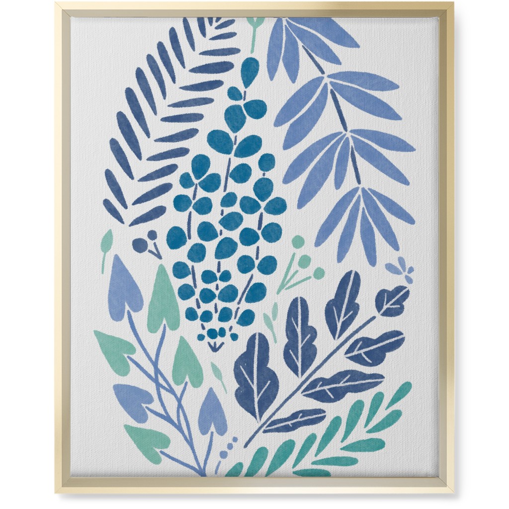 Botanical Composition Wall Art, Gold, Single piece, Canvas, 16x20, Blue, Silver Lake
