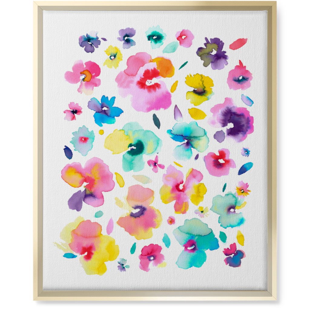 Watercolor Beautiful Flowers - Multi Wall Art, Gold, Single piece, Canvas, 16x20, Multicolor