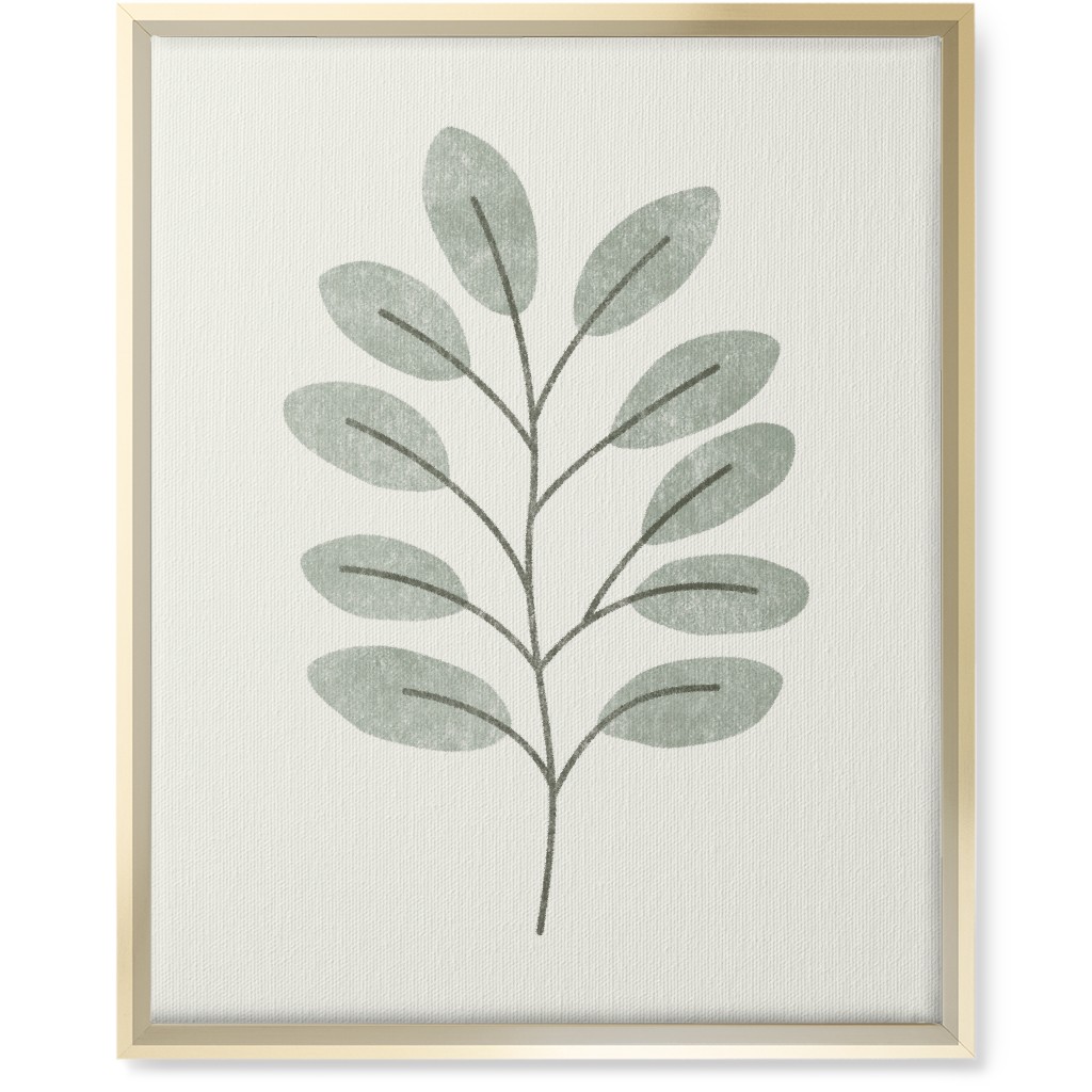 Botanical Greenery - Green Wall Art, Gold, Single piece, Canvas, 16x20, Gray, Gray