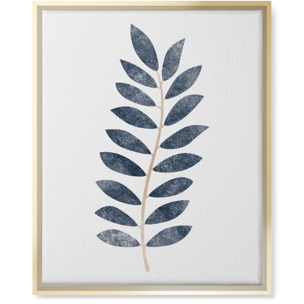Botanical Leaf Iii Wall Art, Gold, Single piece, Canvas, 16x20, Blue, Storm