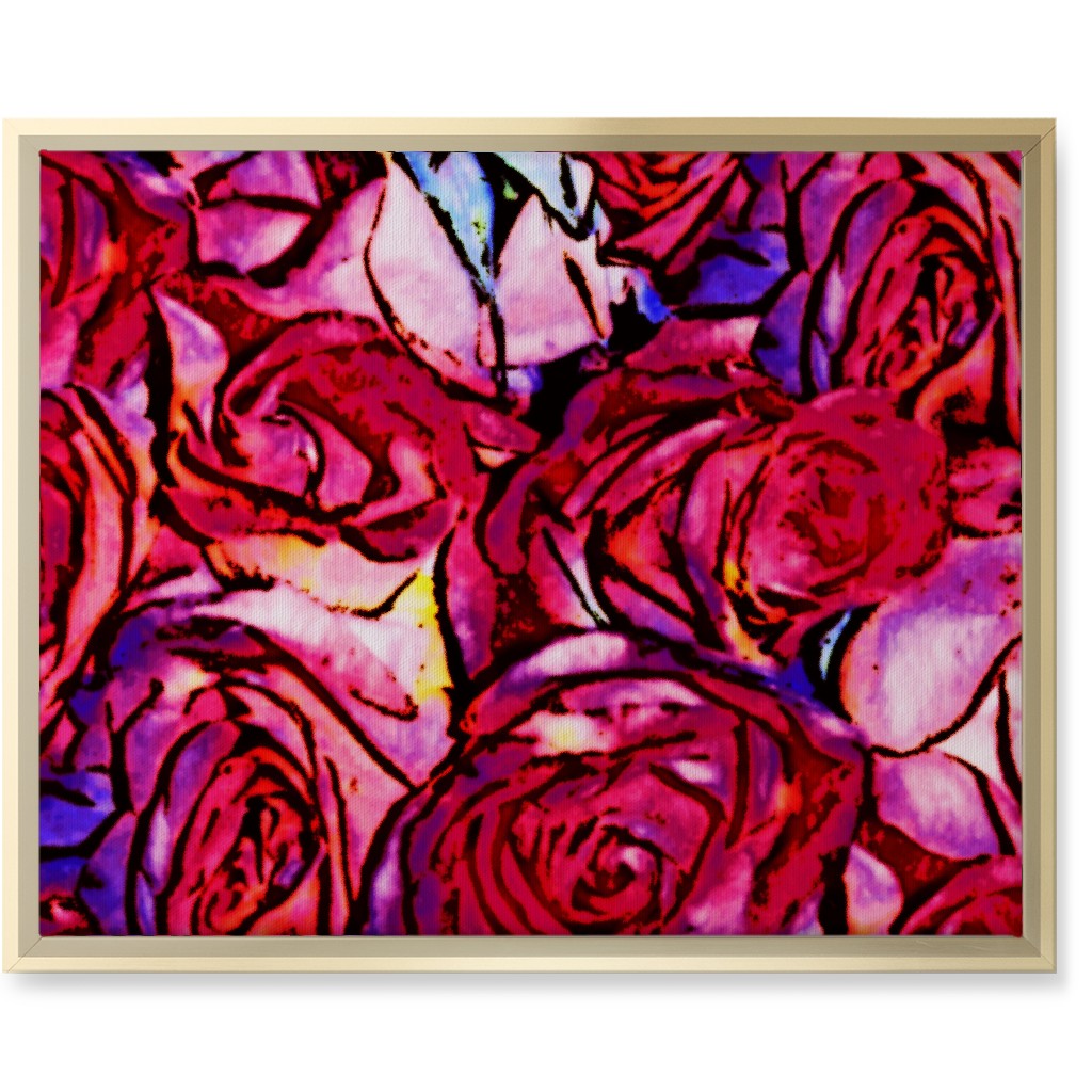 David's Roses - Pink Wall Art, Gold, Single piece, Canvas, 16x20, Pink, Bright Pink