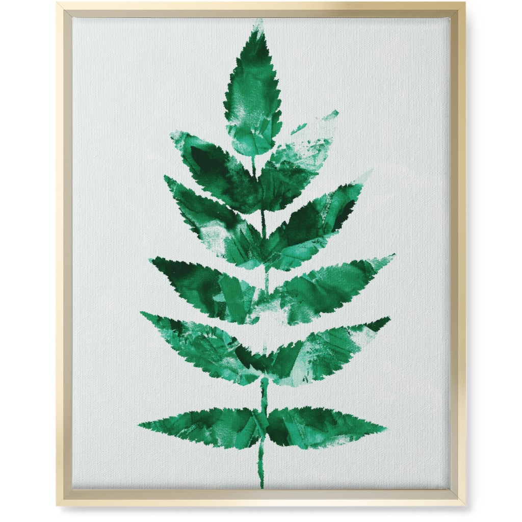 Botanical Leaf Wall Art, Gold, Single piece, Canvas, 16x20, Green, Verdant