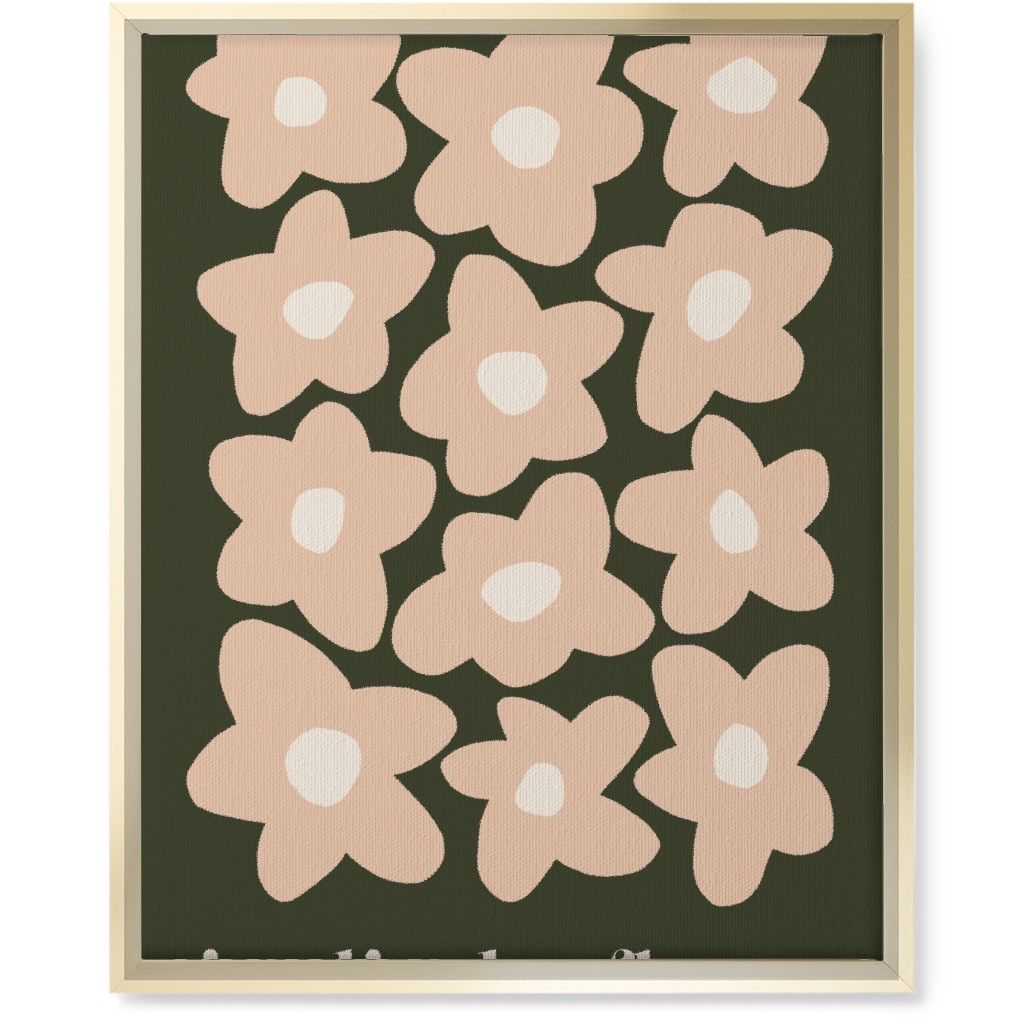 Botanical Graphic Retro Flower Garden Wall Art, Gold, Single piece, Canvas, 16x20, Green