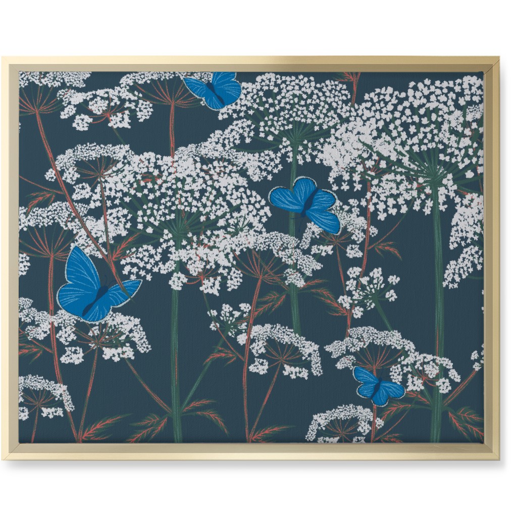 Queen Annes Lace - Green and Blue Wall Art, Gold, Single piece, Canvas, 16x20, Blue, True Blue