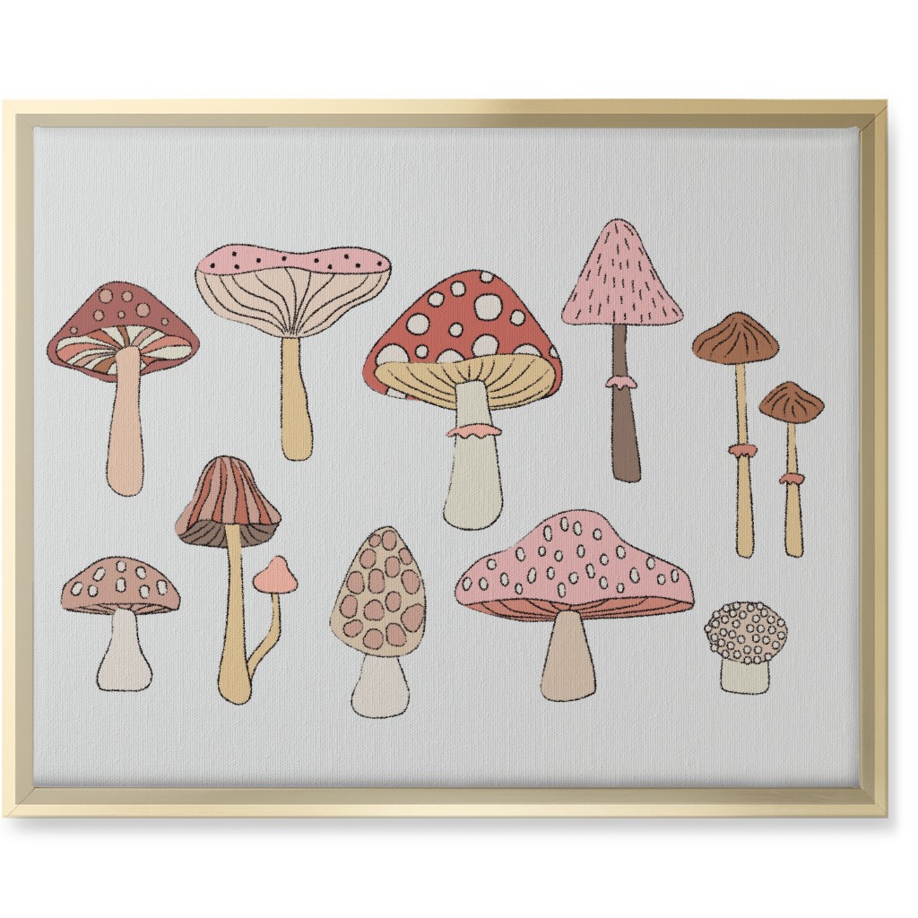 Mushrooms - Blush Wall Art, Gold, Single piece, Canvas, 16x20, Pink