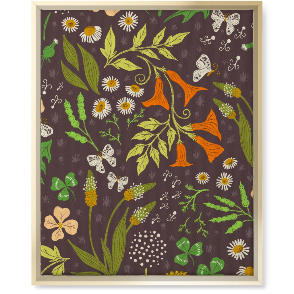 in the Weeds - Multi on Brown Wall Art, Gold, Single piece, Canvas, 16x20, Brown, Brown