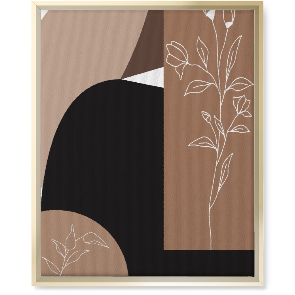 Botanical Abstract - Neutral Wall Art, Gold, Single piece, Canvas, 16x20, Beige