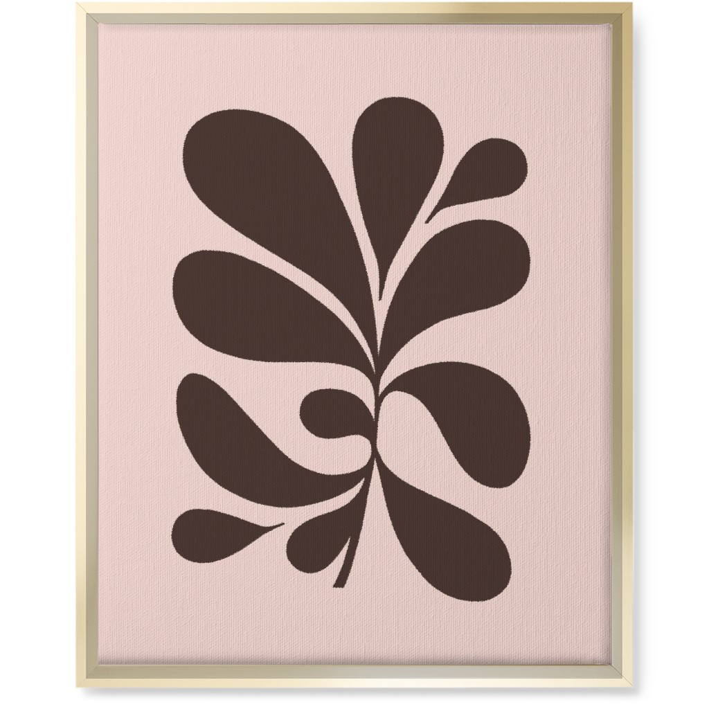 Minimal Foliage - Pink and Brown Wall Art, Gold, Single piece, Canvas, 16x20, Pink
