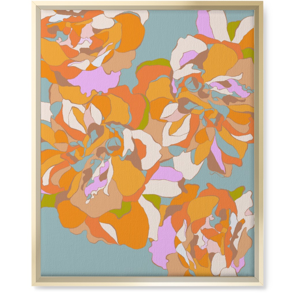 Maxi Boho Peonies Wall Art, Gold, Single piece, Canvas, 16x20, Orange, Catalina