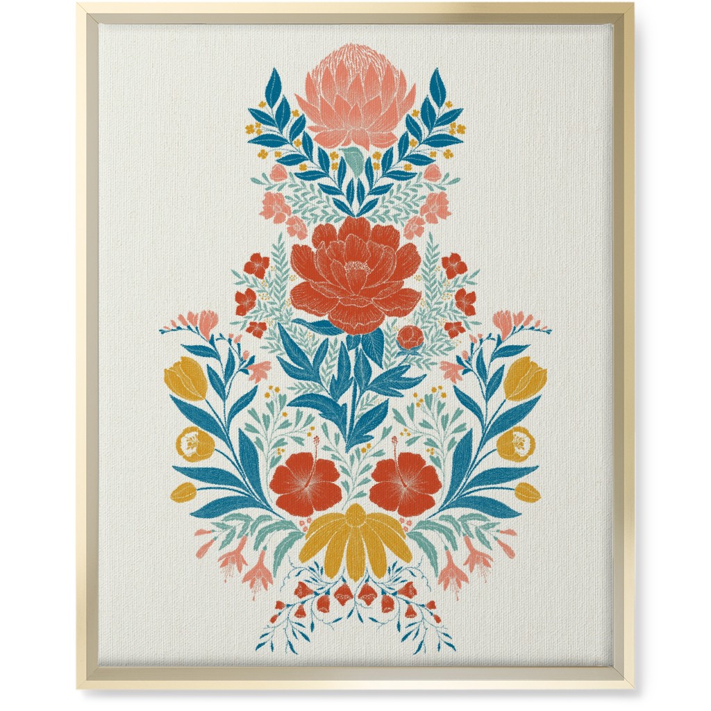 Garden Flower Wall Art, Gold, Single piece, Canvas, 16x20, Multicolor, White