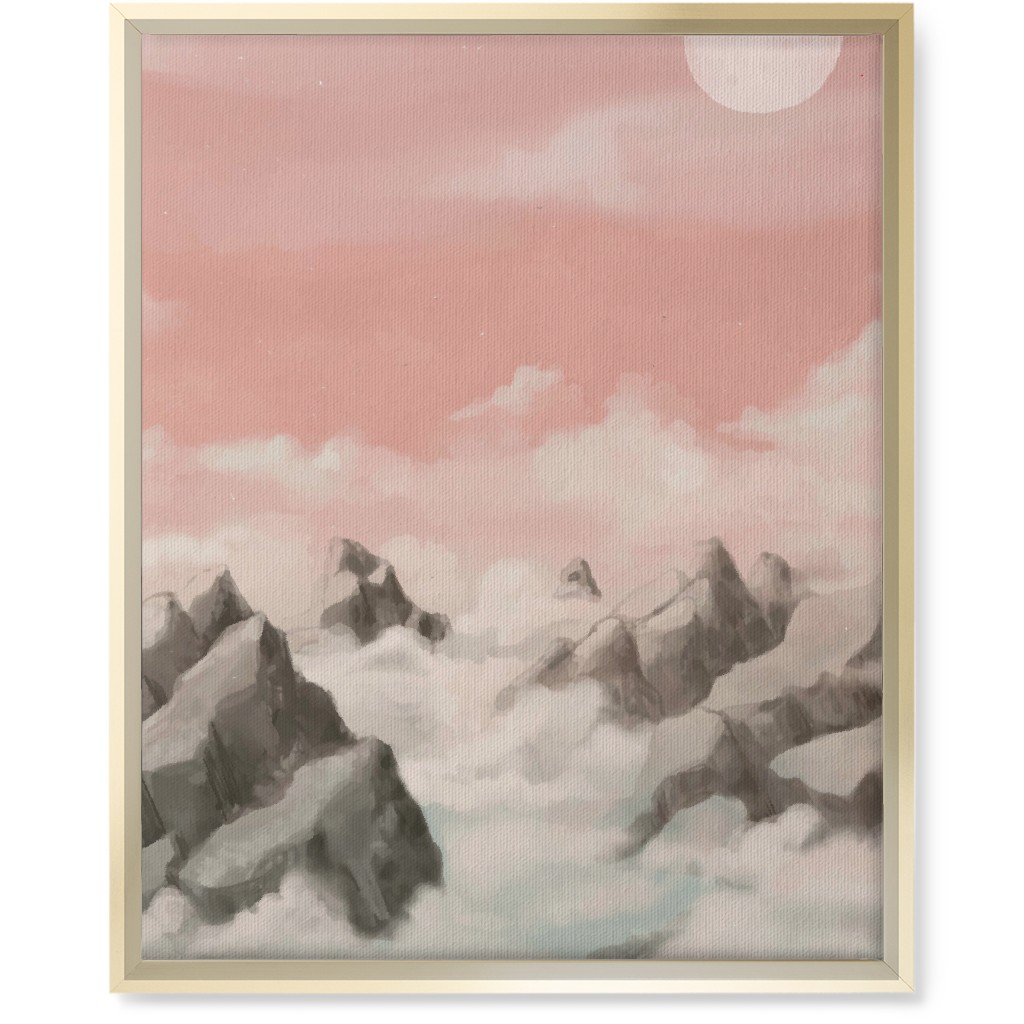 a View From the Mountain Peak Wall Art, Gold, Single piece, Canvas, 16x20, Pink, Bright Pink