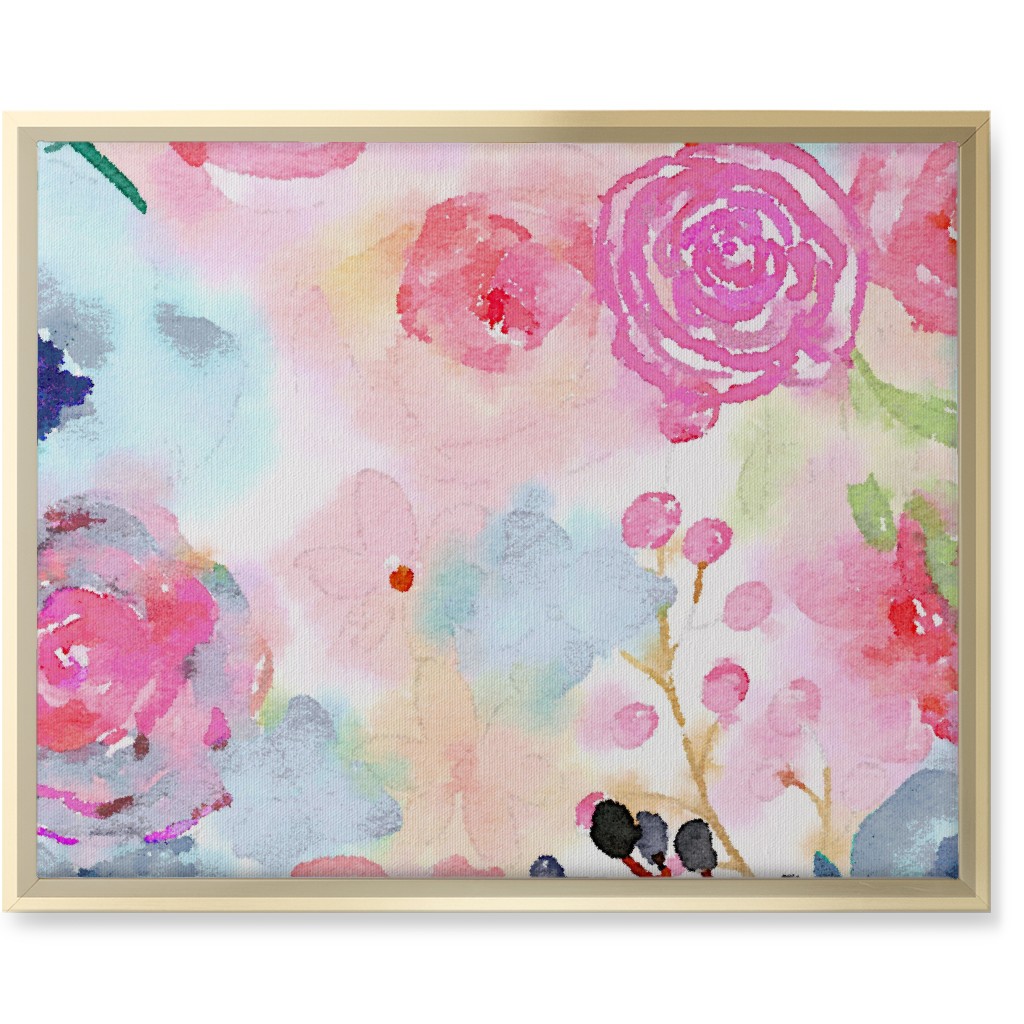 Spring Dreams - Watercolor Floral - Multi Wall Art, Gold, Single piece, Canvas, 16x20, Multicolor