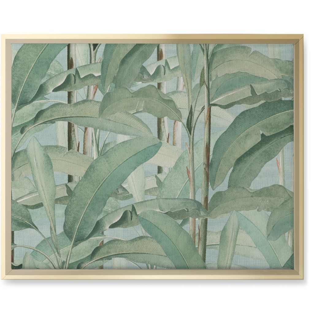 Lush Tropical Leaves Wall Art, Gold, Single piece, Canvas, 16x20, Green