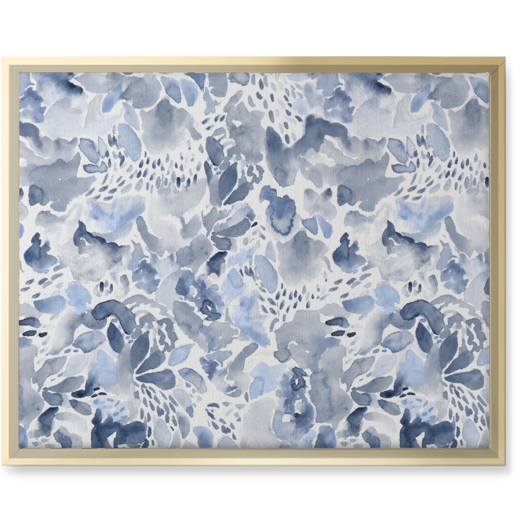 Happy Abstract Watercolor Wall Art, Gold, Single piece, Canvas, 16x20, Blue, Marine Layer