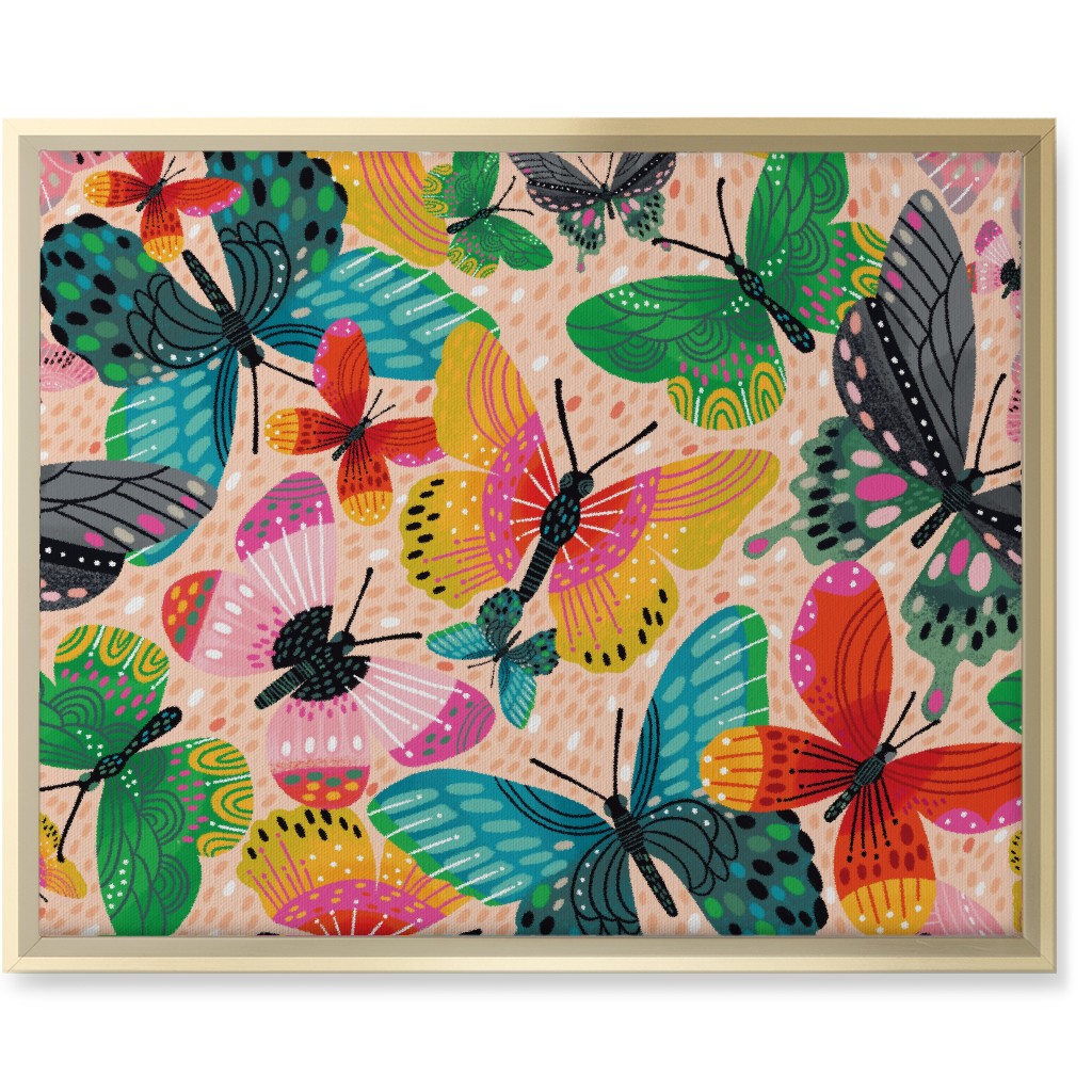 Boldly Butterflying Wall Art, Gold, Single piece, Canvas, 16x20, Multicolor
