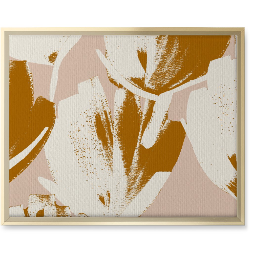 Flowers - Mustard Wall Art, Gold, Single piece, Canvas, 16x20, Pink, Bright Pink