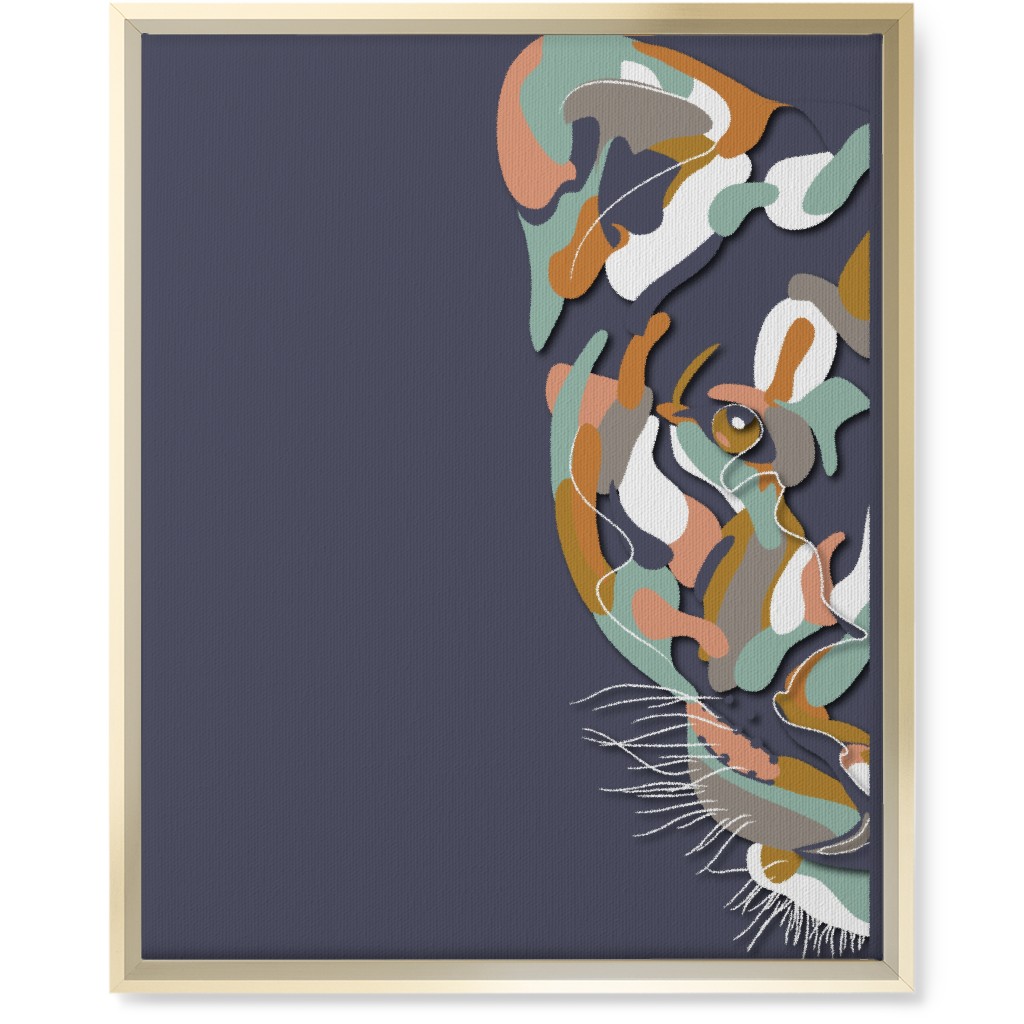 African Lioness Wall Art, Gold, Single piece, Canvas, 16x20, Blue
