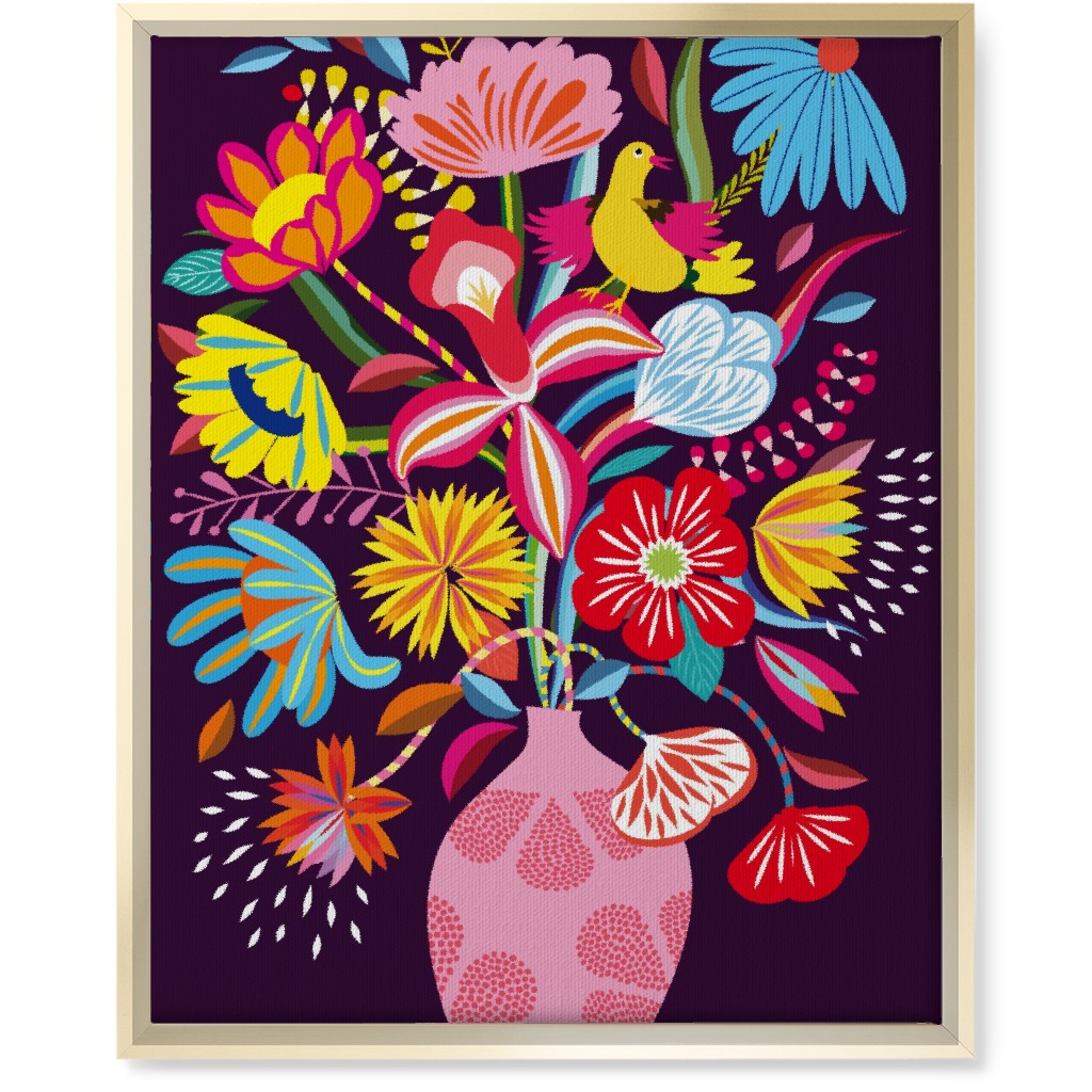 Folkart Bouquet - Multi Wall Art, Gold, Single piece, Canvas, 16x20, Multicolor