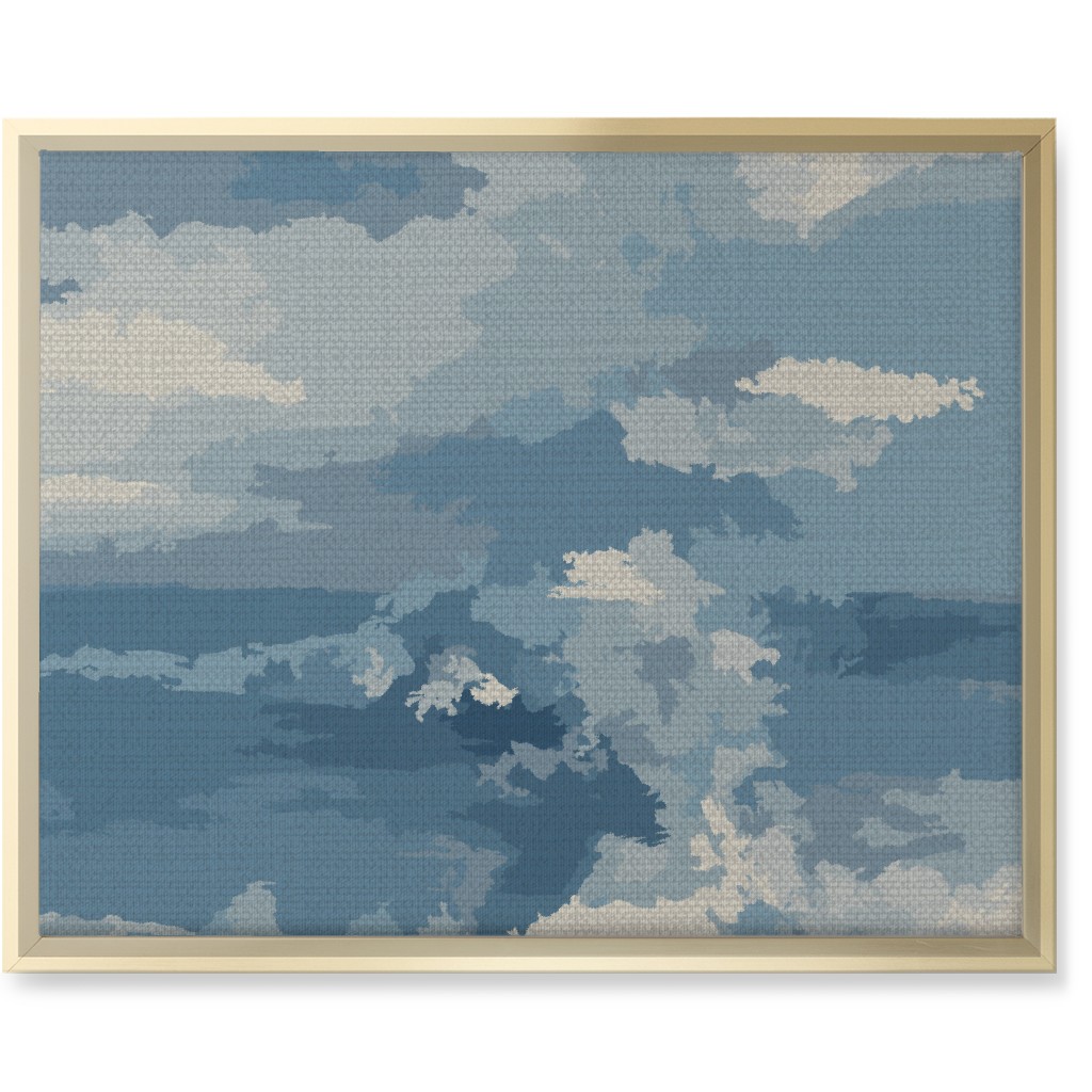 Rough Seas in My Dreams - Blue Wall Art, Gold, Single piece, Canvas, 16x20, Blue