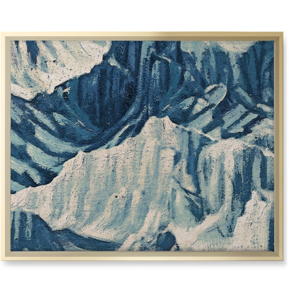 Vintage Snowy Mountains - Blue Wall Art, Gold, Single piece, Canvas, 16x20, Blue, True Blue