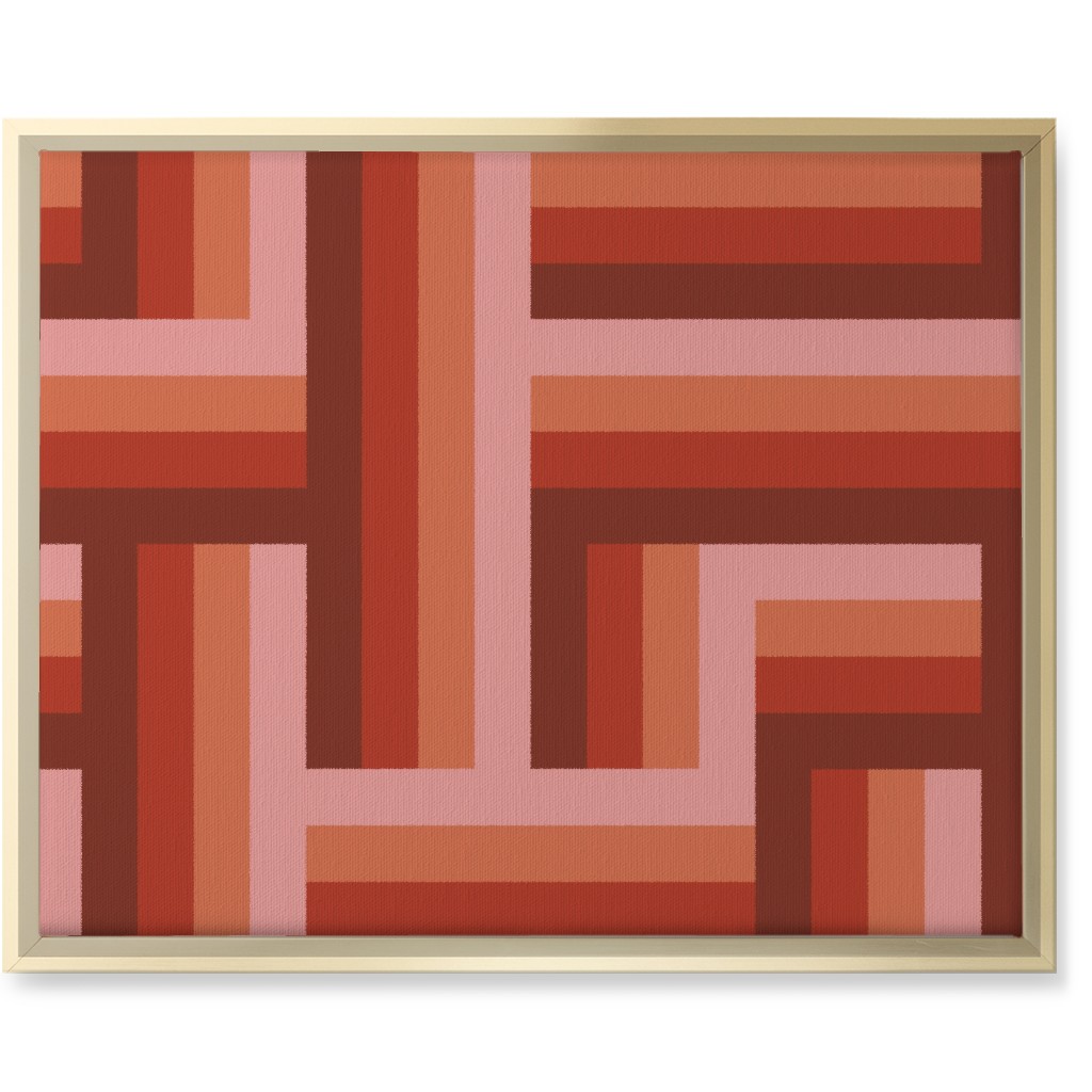Retro Lattice - Mauve Multi Wall Art, Gold, Single piece, Canvas, 16x20, Red, Red
